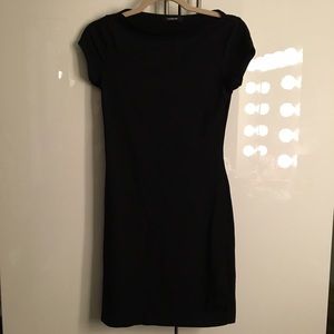 Black boatneck S tshirt dress